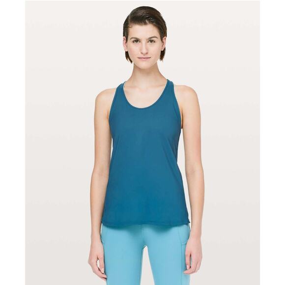 Lululemon Cross Conditioning 2-In-1 Tank Medium Support B/C Cup Carbon Blue Sz 4 - Picture 5 of 10